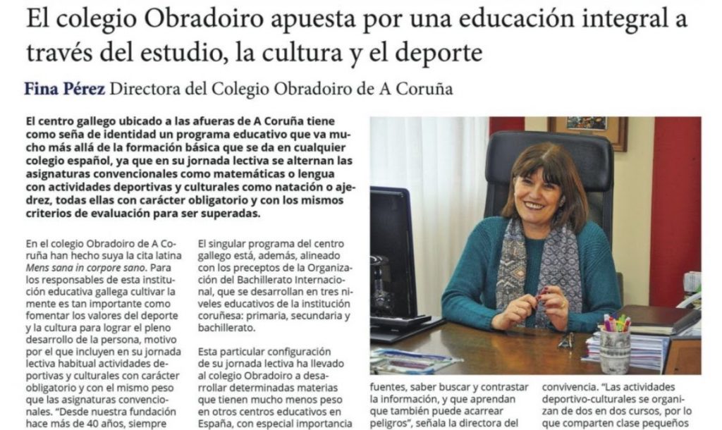 El Colegio Obradoiro entre los mejores centros educativos de España (El País)